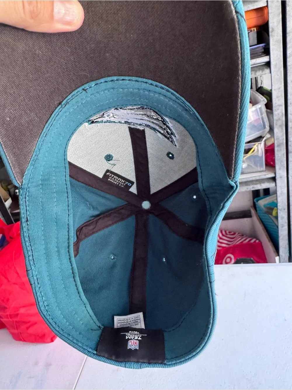 NFL Teal Youth Football Cap with Embroidered Eagles Logo
